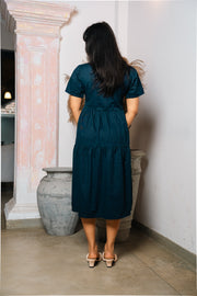 Tiered Midi Shirt Dress – Navy