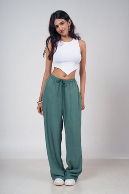 Women’s Sage Green Slub Linen Pants