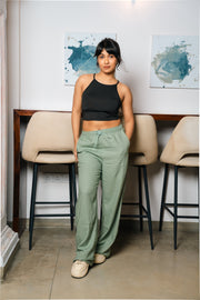 Linen Wide-Leg Pants – Mint