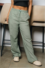 Linen Wide-Leg Pants – Mint