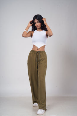Women’s Sage Green Slub Linen Pants