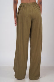 Women’s Sage Green Slub Linen Pants