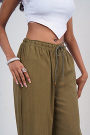 Women’s Sage Green Slub Linen Pants