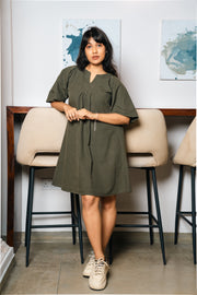 Short Twill Dress – Olive