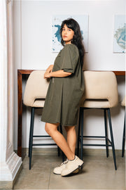 Short Twill Dress – Olive