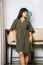 Short Twill Dress – Olive