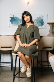 Short Twill Dress – Olive