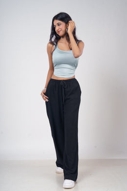 Women’s Classic Black Slub Linen Pants