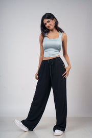 Women’s Classic Black Slub Linen Pants