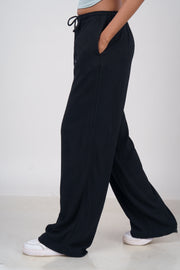 Women’s Classic Black Slub Linen Pants