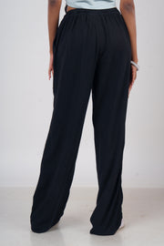 Women’s Classic Black Slub Linen Pants