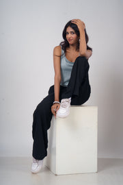Women’s Classic Black Slub Linen Pants