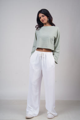 Women’s  White Slub Linen Pants