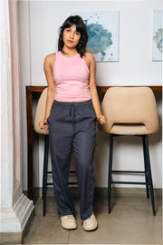 LPT 717 Linen Wide-Leg Pants – Grey
