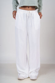Women’s  White Slub Linen Pants