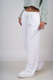Women’s  White Slub Linen Pants