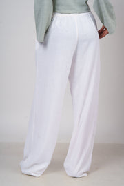 Women’s  White Slub Linen Pants