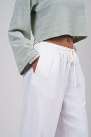 Women’s  White Slub Linen Pants