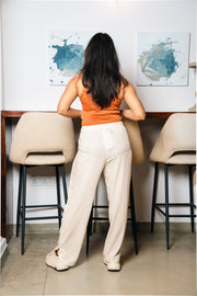 Linen Wide-Leg Pants – Off White