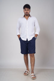 Men’s Navy Blue Linen Shorts