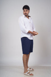 Men’s Navy Blue Linen Shorts