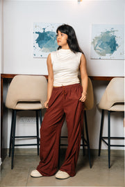 Linen Wide-Leg Pants – Maroon