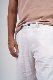 Men’s Off White Linen Shorts