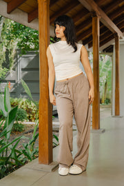 LPT 720 Linen Wide-Leg Pants – Light Brown