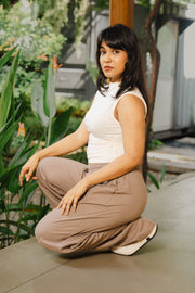 LPT 720 Linen Wide-Leg Pants – Light Brown