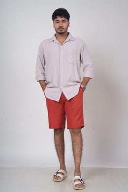 Men’s Brick Red Linen Shorts