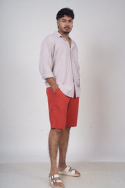 Men’s Brick Red Linen Shorts