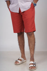 Men’s Brick Red Linen Shorts