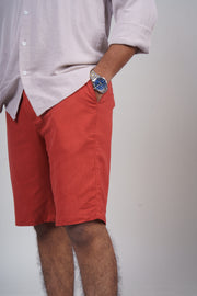 Men’s Brick Red Linen Shorts