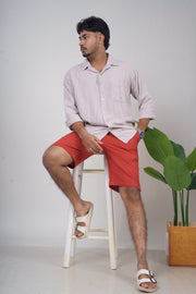Men’s Brick Red Linen Shorts