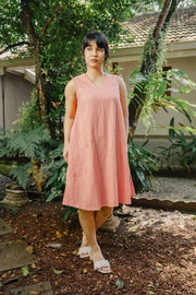 Sleeveless V-Neck Shift Dress – Pink