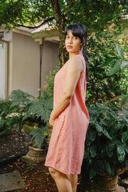 Sleeveless V-Neck Shift Dress – Pink