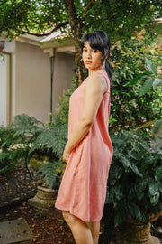 Sleeveless V-Neck Shift Dress – Pink