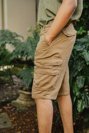 Men’s Multi-Pocket Cargo Shorts – Beige