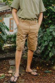 Men’s Multi-Pocket Cargo Shorts – Beige