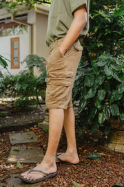 Men’s Multi-Pocket Cargo Shorts – Beige