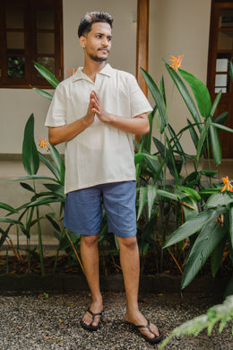 Men’s Slub Linen Short – Denim Blue