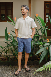 Men’s Slub Linen Short – Denim Blue