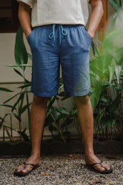 Men’s Slub Linen Short – Denim Blue