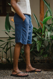 Men’s Slub Linen Short – Denim Blue