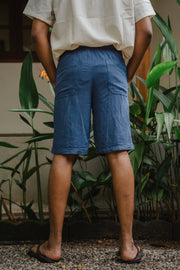 Men’s Slub Linen Short – Denim Blue