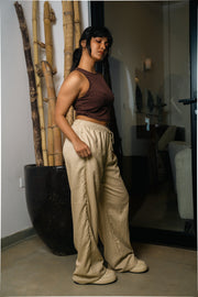 LPT 720 Linen Wide-Leg Pants – Tan