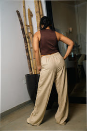 LPT 720 Linen Wide-Leg Pants – Tan