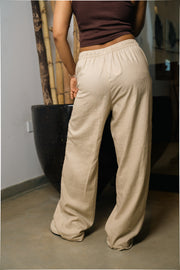 LPT 720 Linen Wide-Leg Pants – Tan