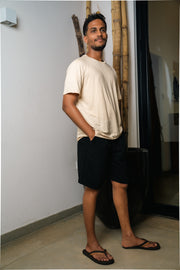 Men’s Linen Drawstring Shorts – Off White