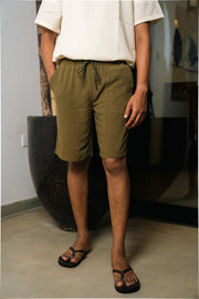 Men’s Slub Linen Short – Olive